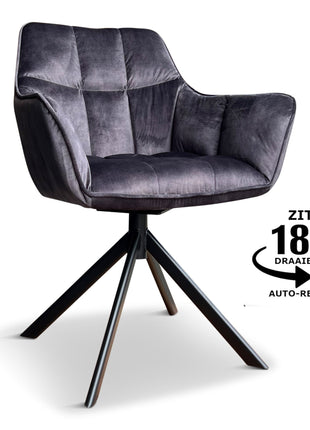 Eetkamerstoel Hamburg Velvet Antraciet