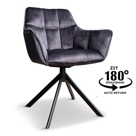 Eetkamerstoel Hamburg Velvet Antraciet