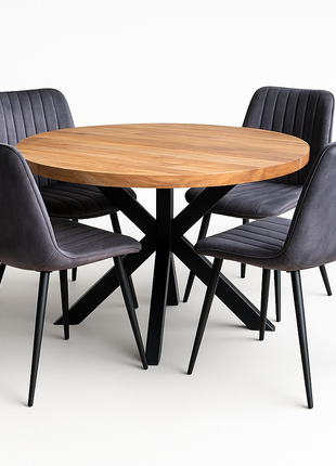 Eettafel Jasper Ø120cm + 4x Winston Antraciet