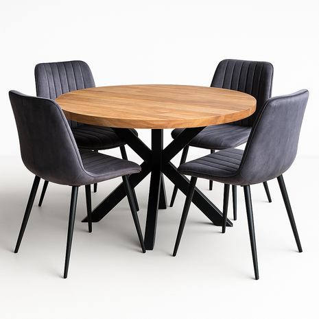 Eettafel Jasper Ø120cm + 4x Winston Antraciet