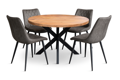 Eettafel Jasper Ø120cm + 4x Baldwin Antraciet