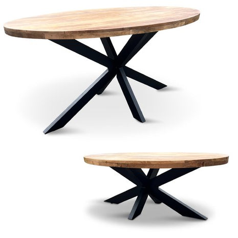 Eettafel Tulsa Mango Naturel 240x100cm + Salontafel