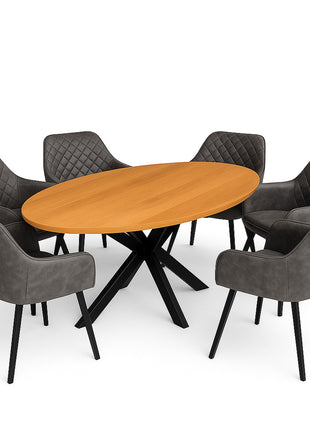 Eettafel Tulsa 190x100cm + 6x Lyon Antraciet