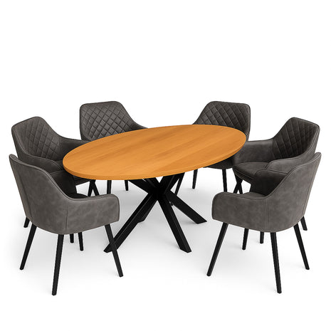 Eettafel Tulsa 190x100cm + 6x Lyon Antraciet