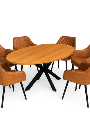 Eettafel Tulsa 190x100cm + 6x Lyon Brown