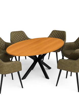 Eettafel Tulsa 190x100cm + 6x Lyon Hunter