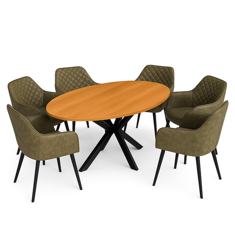 Eettafel Tulsa 190x100cm + 6x Lyon Hunter