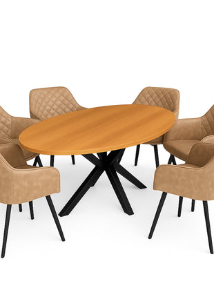 Eettafel Tulsa 190x100cm + 6x Lyon Light Brown