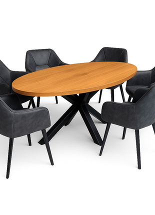 Eettafel Tulsa 190x100cm + 6x Toulouse Antraciet