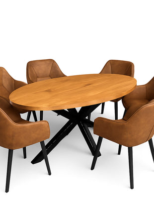 Eettafel Tulsa 190x100cm + 6x Toulouse Brown