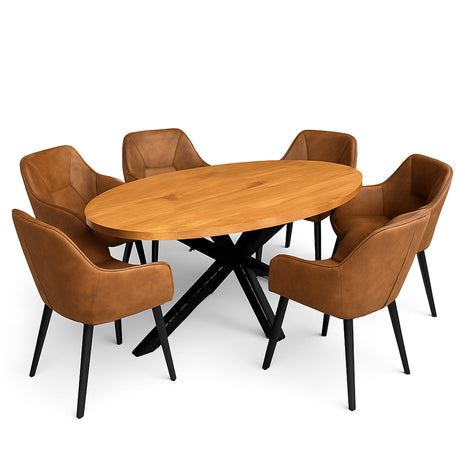 Eettafel Tulsa 190x100cm + 6x Toulouse Brown