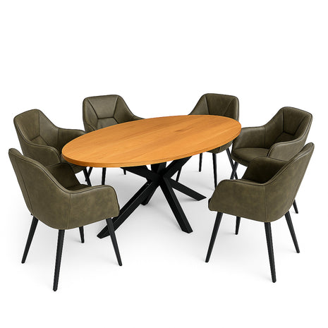 Eettafel Tulsa 190x100cm + 6x Toulouse Hunter