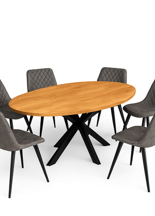 Eettafel Tulsa 190x100cm + 6x Baldwin Antraciet