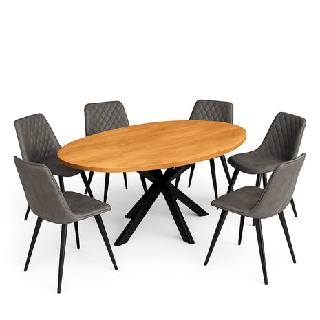 Eettafel Tulsa 190x100cm + 6x Baldwin Antraciet