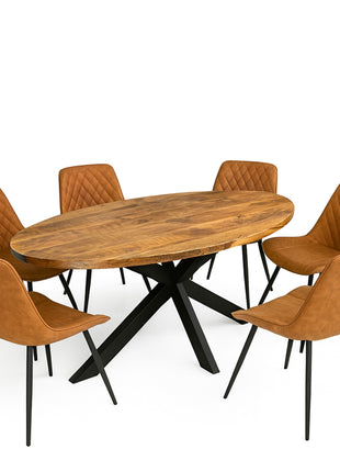 Eettafel Tulsa 190x100cm + 6x Baldwin Brown