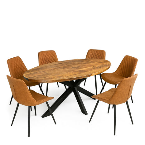 Eettafel Tulsa 190x100cm + 6x Baldwin Brown