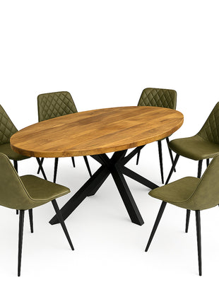 Eettafel Tulsa 190x100cm + 6x Baldwin Hunter