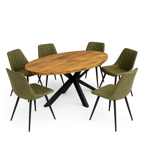 Eettafel Tulsa 190x100cm + 6x Baldwin Hunter