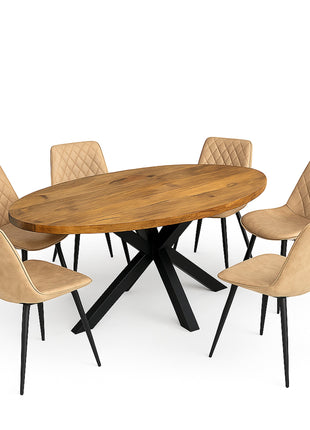 Eettafel Tulsa 190x100cm + 6x Baldwin Light Brown