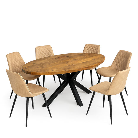 Eettafel Tulsa 190x100cm + 6x Baldwin Light Brown