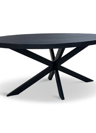 Eettafel Tulsa Ovaal 300x120cm Mango Zwart