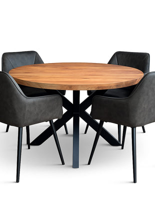 Eettafel Jasper Ø120cm + 4x Toulouse Antraciet