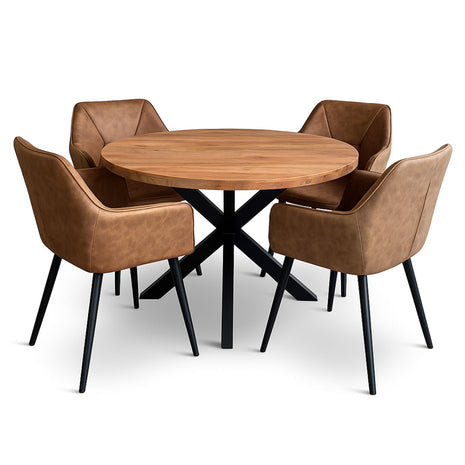 Eettafel Jasper Ø120cm + 4x Toulouse Brown