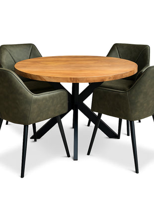 Eettafel Jasper Ø120cm + 4x Toulouse Hunter