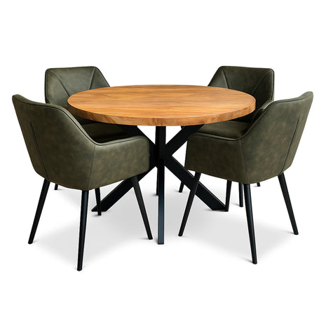 Eettafel Jasper Ø120cm + 4x Toulouse Hunter