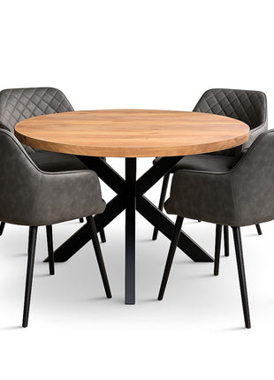 Eettafel Jasper Ø120cm + 4x Lyon Antraciet