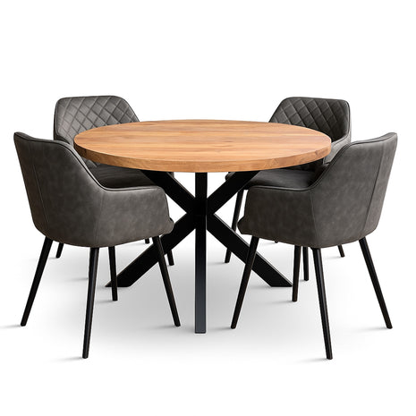 Eettafel Jasper Ø120cm + 4x Lyon Antraciet