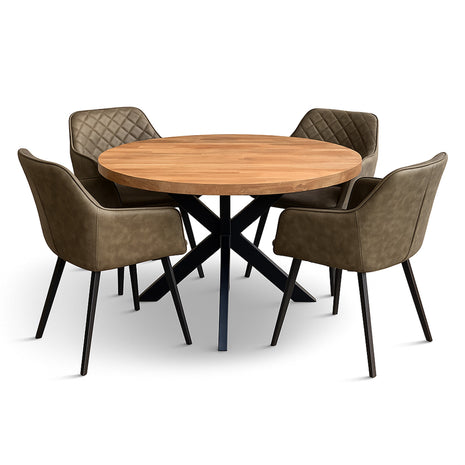 Eettafel Jasper Ø120cm + 4x Lyon Hunter