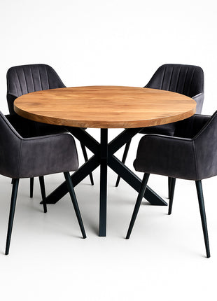 Eettafel Jasper Ø120cm + 4x Jeffrey Antraciet