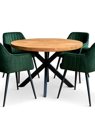 Eettafel Jasper Ø120cm + 4x Jeffrey Hunter