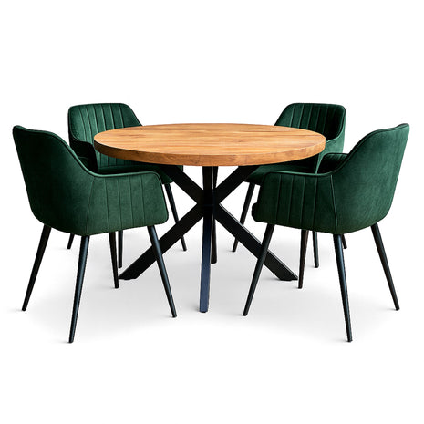 Eettafel Jasper Ø120cm + 4x Jeffrey Hunter