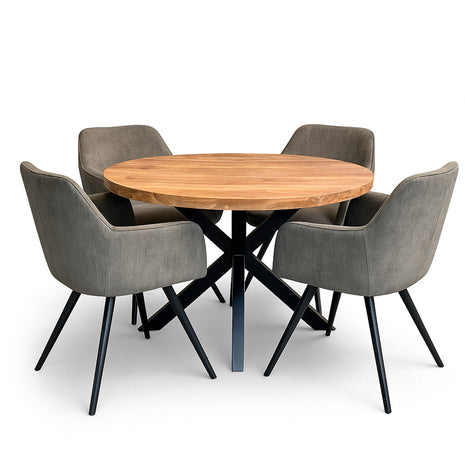 Eettafel Jasper Ø120cm + 4x Marseille Antraciet