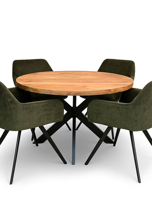 Eettafel Jasper Ø120cm + 4x Marseille Hunter