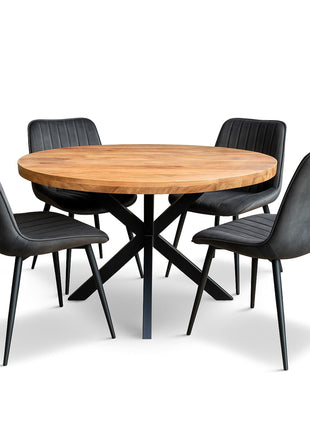 Eettafel Jasper Ø120cm + 4x Winston Hunter