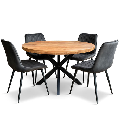 Eettafel Jasper Ø120cm + 4x Winston Hunter