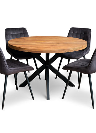 Eettafel Jasper Ø120cm + 4x Denise Antraciet