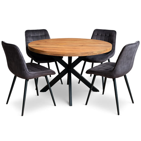 Eettafel Jasper Ø120cm + 4x Denise Antraciet