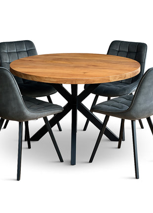 Eettafel Jasper Ø120cm + 4x Denise Hunter