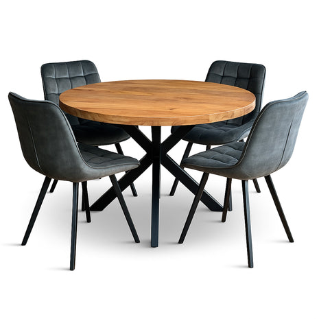 Eettafel Jasper Ø120cm + 4x Denise Hunter